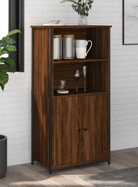 VidaXL Hoge kast 62x36x121,5 cm bewerkt hout bruin eikenkleur