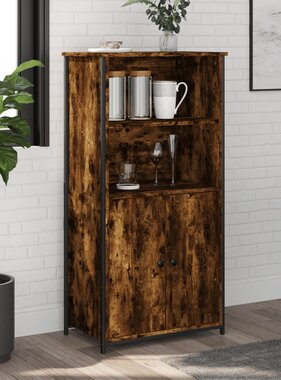 VidaXL Hoge kast 62x36x121,5 cm bewerkt hout gerookt eikenkleurig