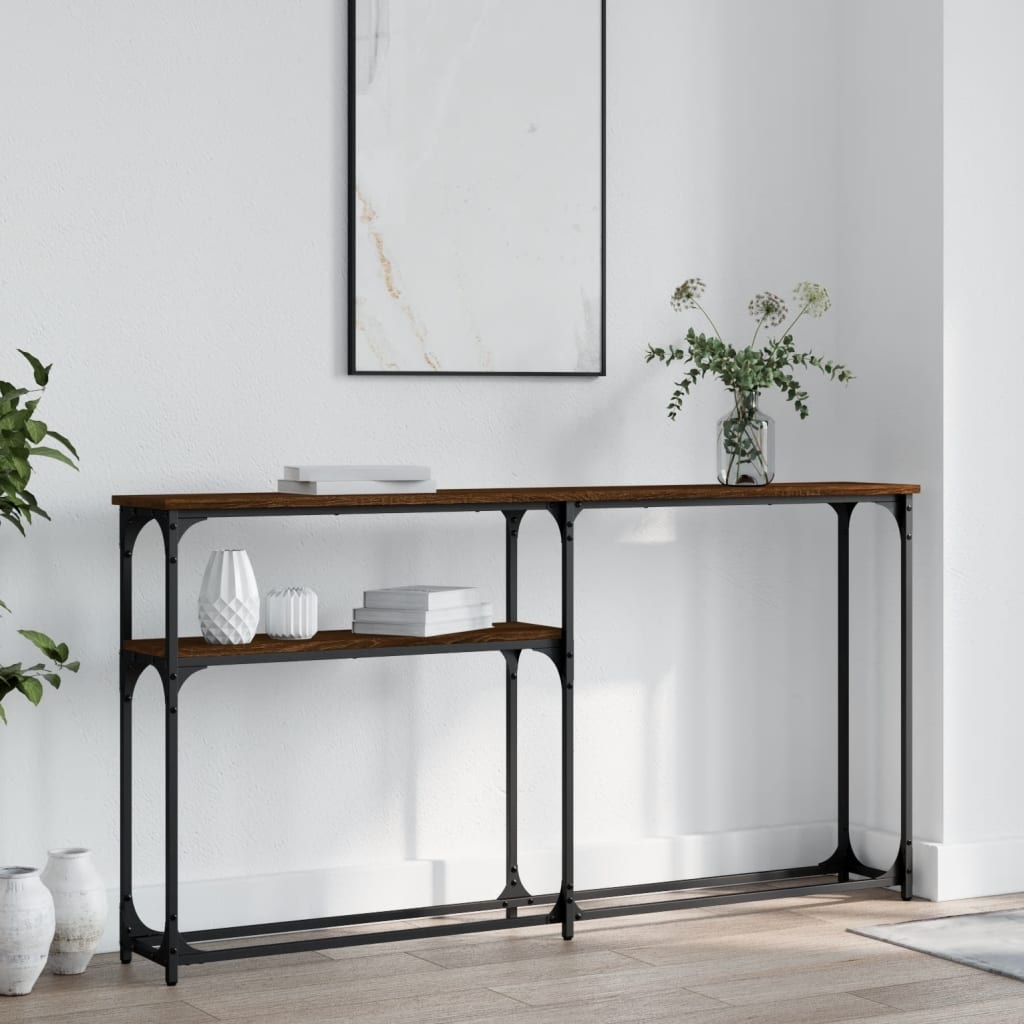 VidaXL Wandtafel 145x22,5x75 cm bewerkt hout bruin eikenkleur