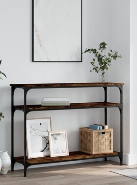 Wandtafel 100x29x75 cm bewerkt hout gerookt eikenkleurig