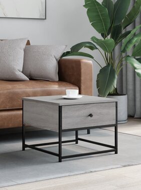 VidaXL Salontafel 51x51x40 cm bewerkt hout grijs sonoma eikenkleurig