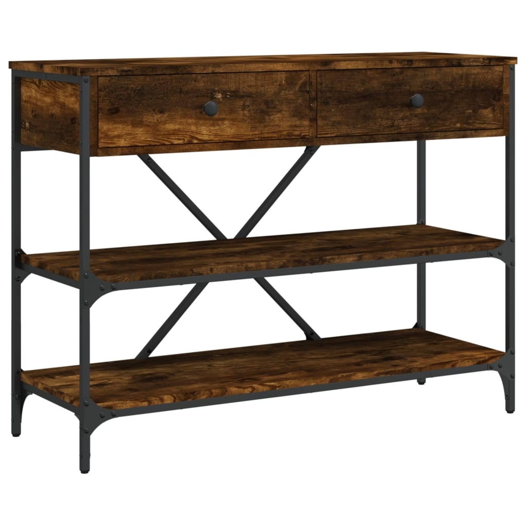 VidaXL Wandtafel met lades en schappen bewerkt hout gerookt eikenkleur