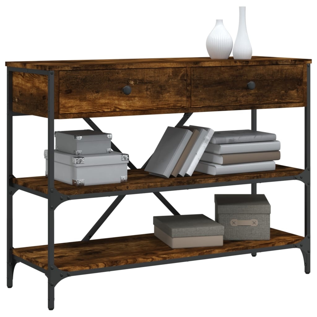 VidaXL Wandtafel met lades en schappen bewerkt hout gerookt eikenkleur