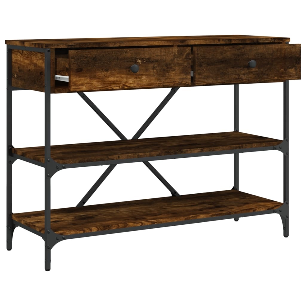 VidaXL Wandtafel met lades en schappen bewerkt hout gerookt eikenkleur