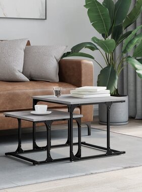 VidaXL 2-delige Tafeltjesset bewerkt hout grijs sonoma eikenkleurig