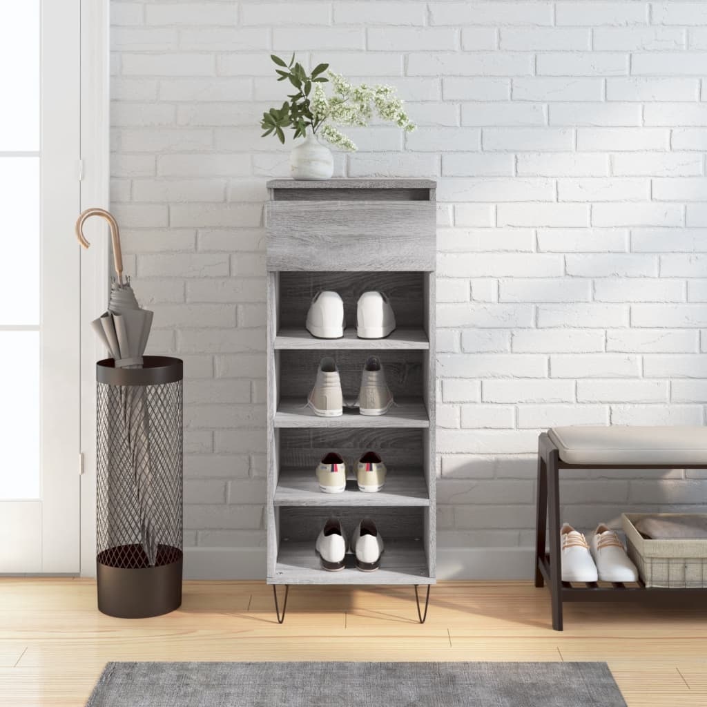 VidaXL Schoenenkast 40x36x105 cm bewerkt hout grijs sonoma