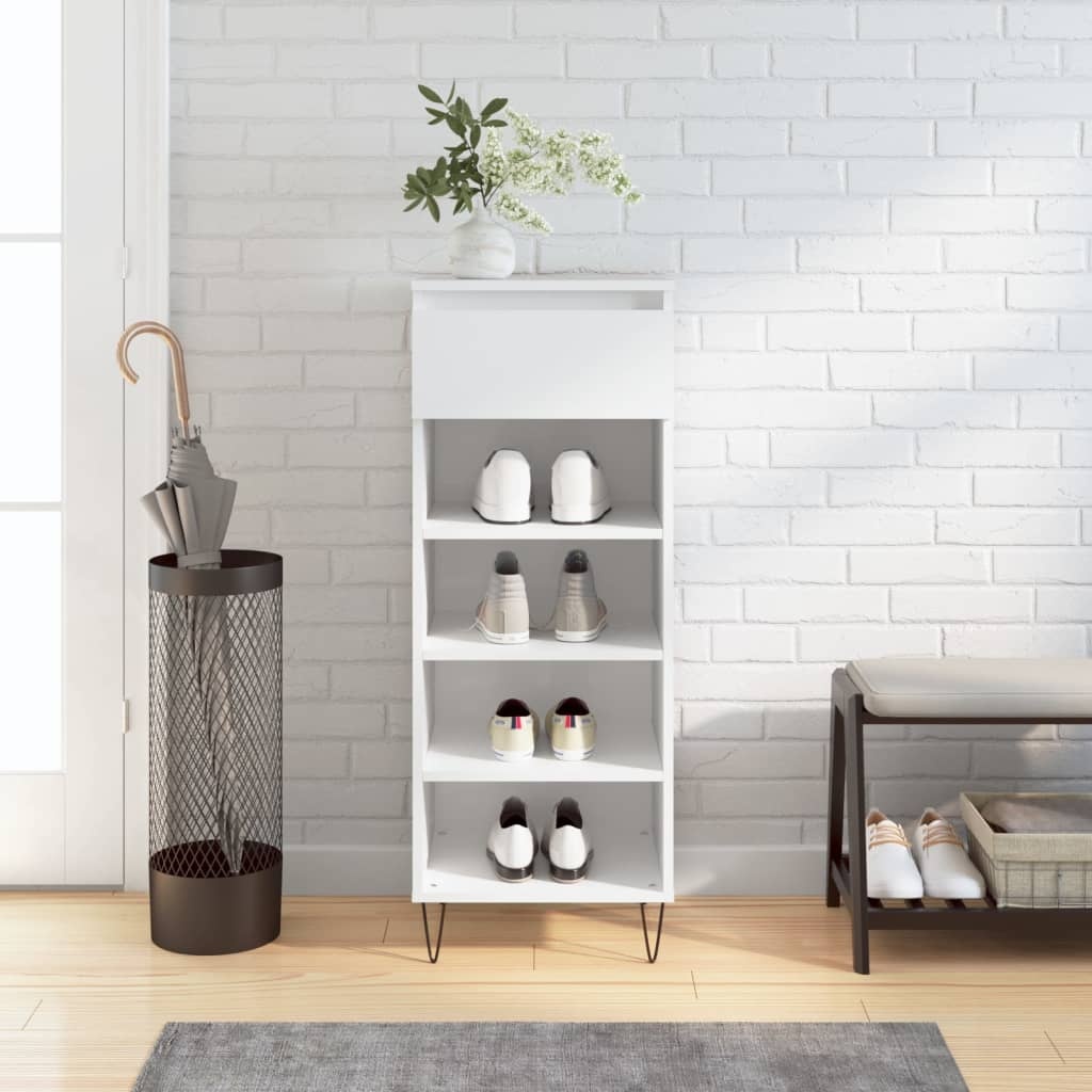 VidaXL Schoenenkast 40x36x105 cm bewerkt hout hoogglans wit
