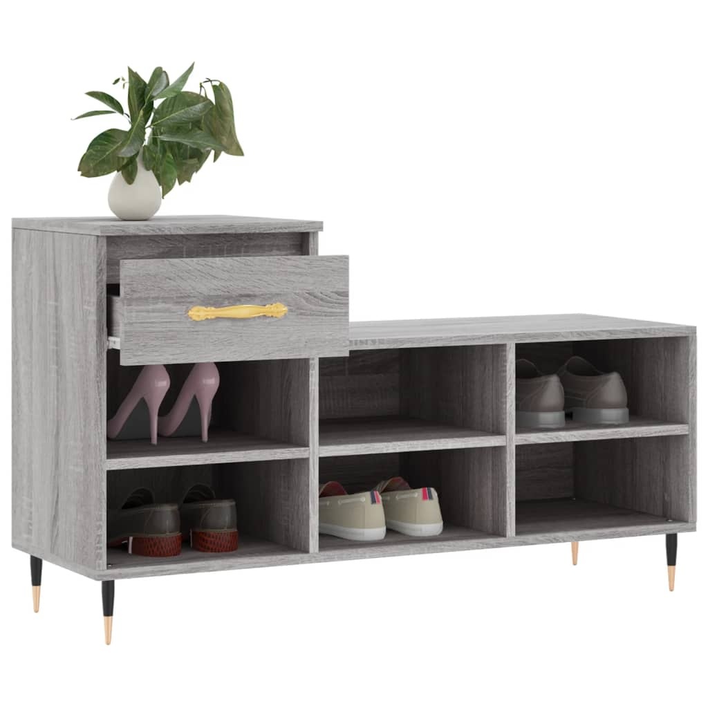 VidaXL Schoenenkast 102x36x60 cm bewerkt hout sonoma grijs