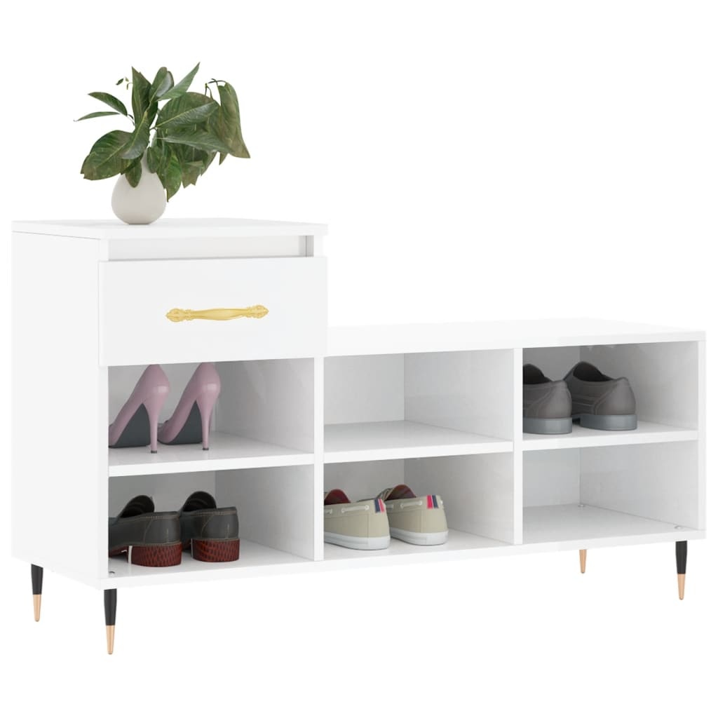 VidaXL Schoenenkast 102x36x60 cm bewerkt hout hoogglans wit
