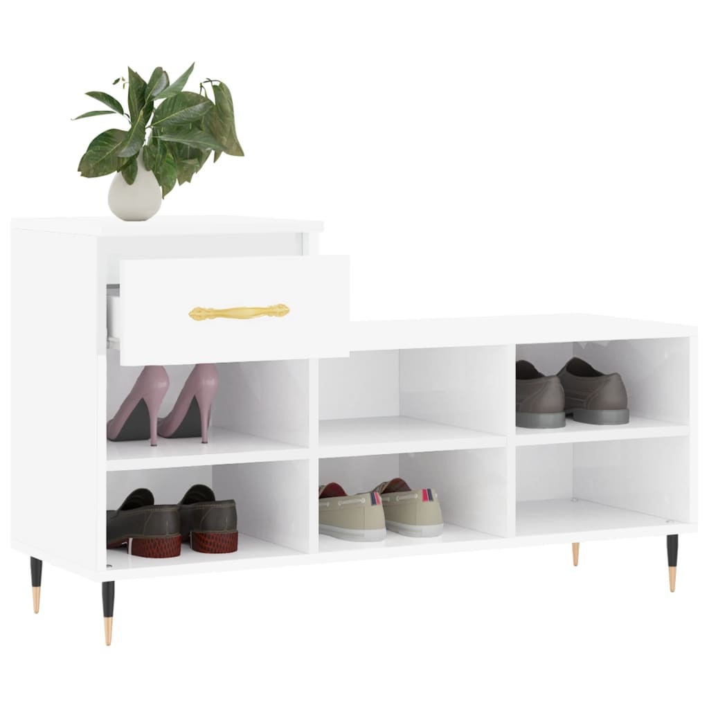 VidaXL Schoenenkast 102x36x60 cm bewerkt hout hoogglans wit