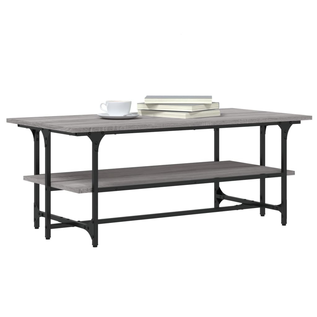 VidaXL Salontafel 100x50x40 cm bewerkt hout grijs sonoma eikenkleurig