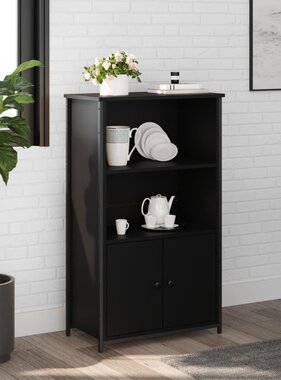 VidaXL Hoge kast 62x32x103,5 cm bewerkt hout zwart