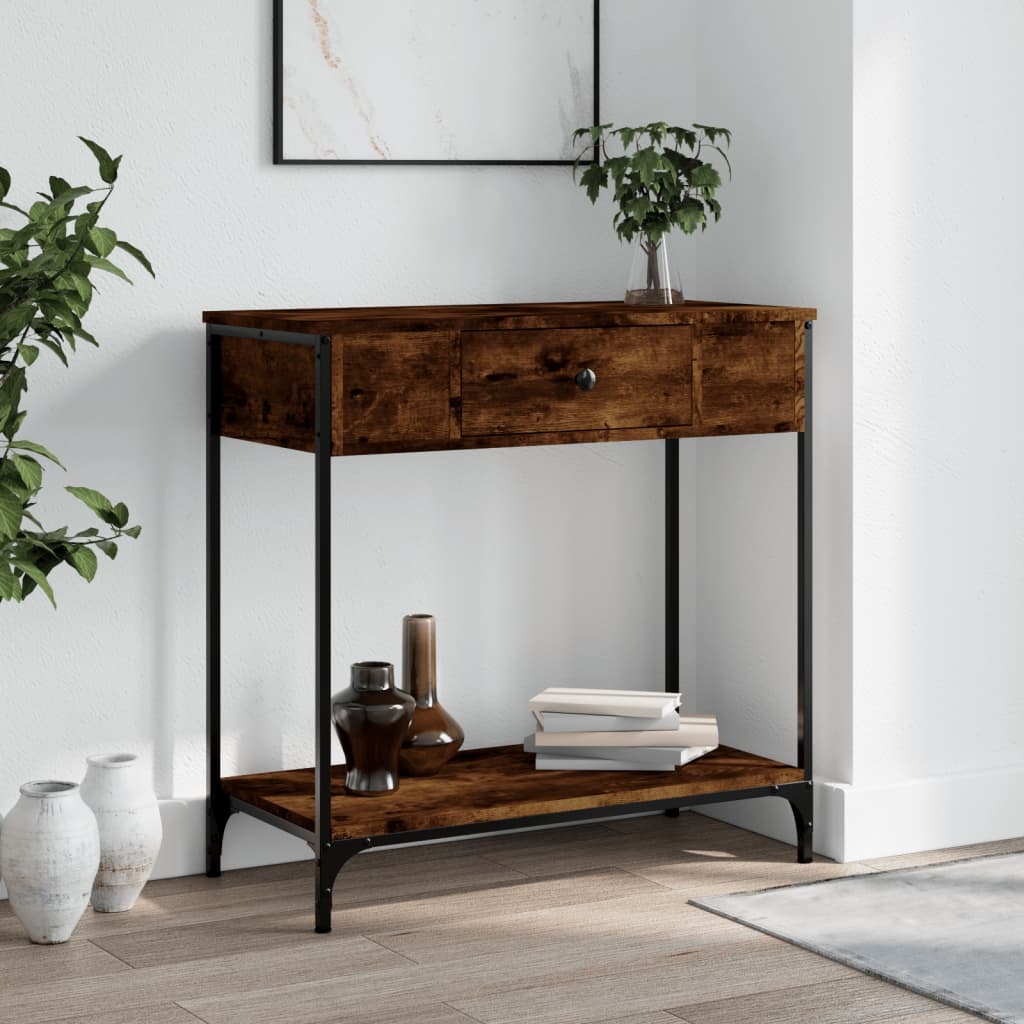 VidaXL Wandtafel 75x34,5x75 cm bewerkt hout gerookt eikenkleurig