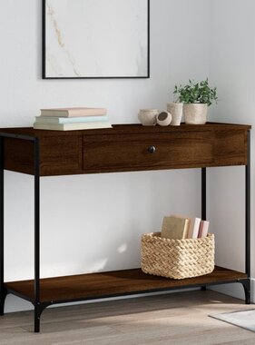 VidaXL Wandtafel 100x34,5x75 cm bewerkt hout bruin eikenkleur