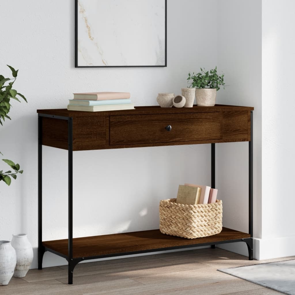 VidaXL Wandtafel 100x34,5x75 cm bewerkt hout bruin eikenkleur