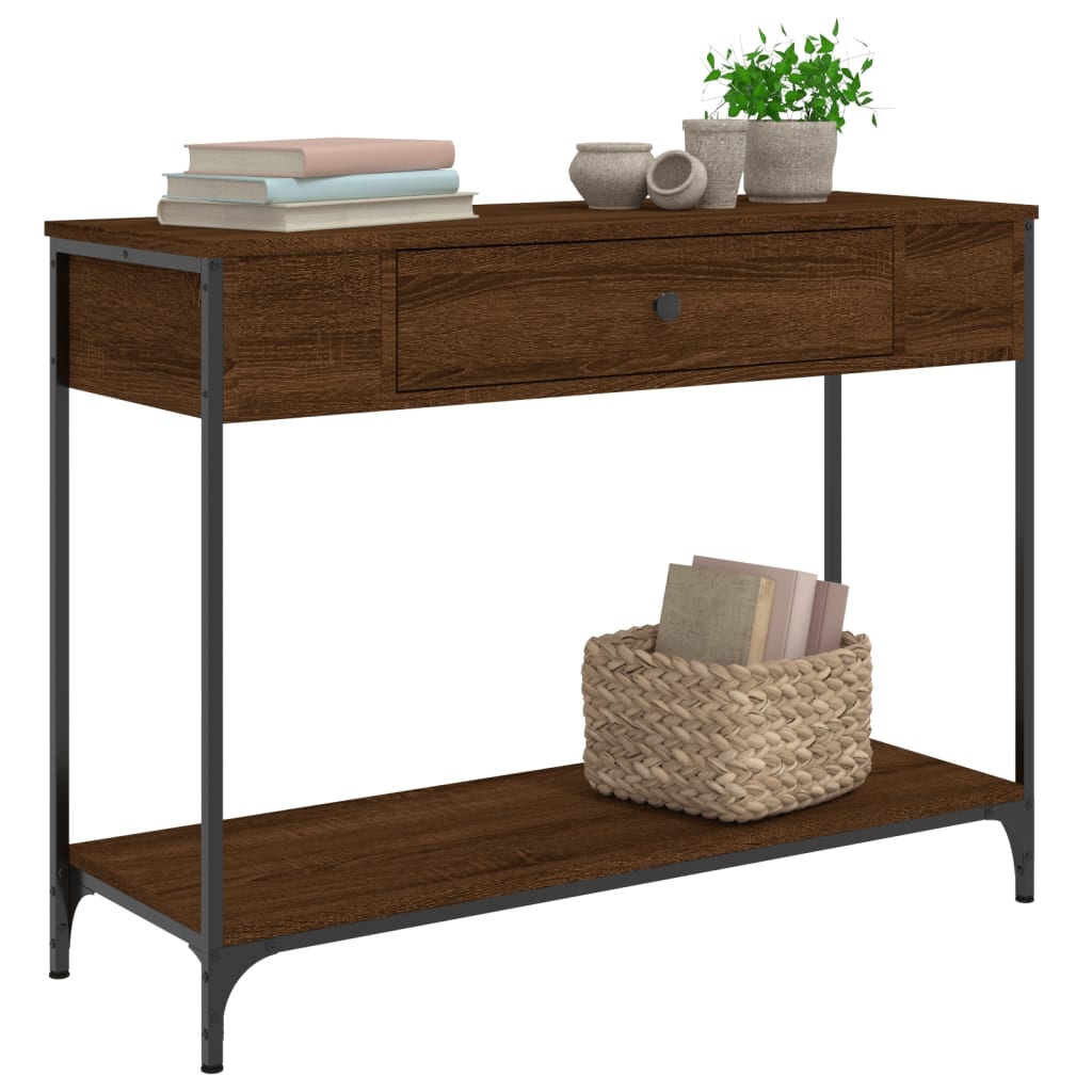 VidaXL Wandtafel 100x34,5x75 cm bewerkt hout bruin eikenkleur