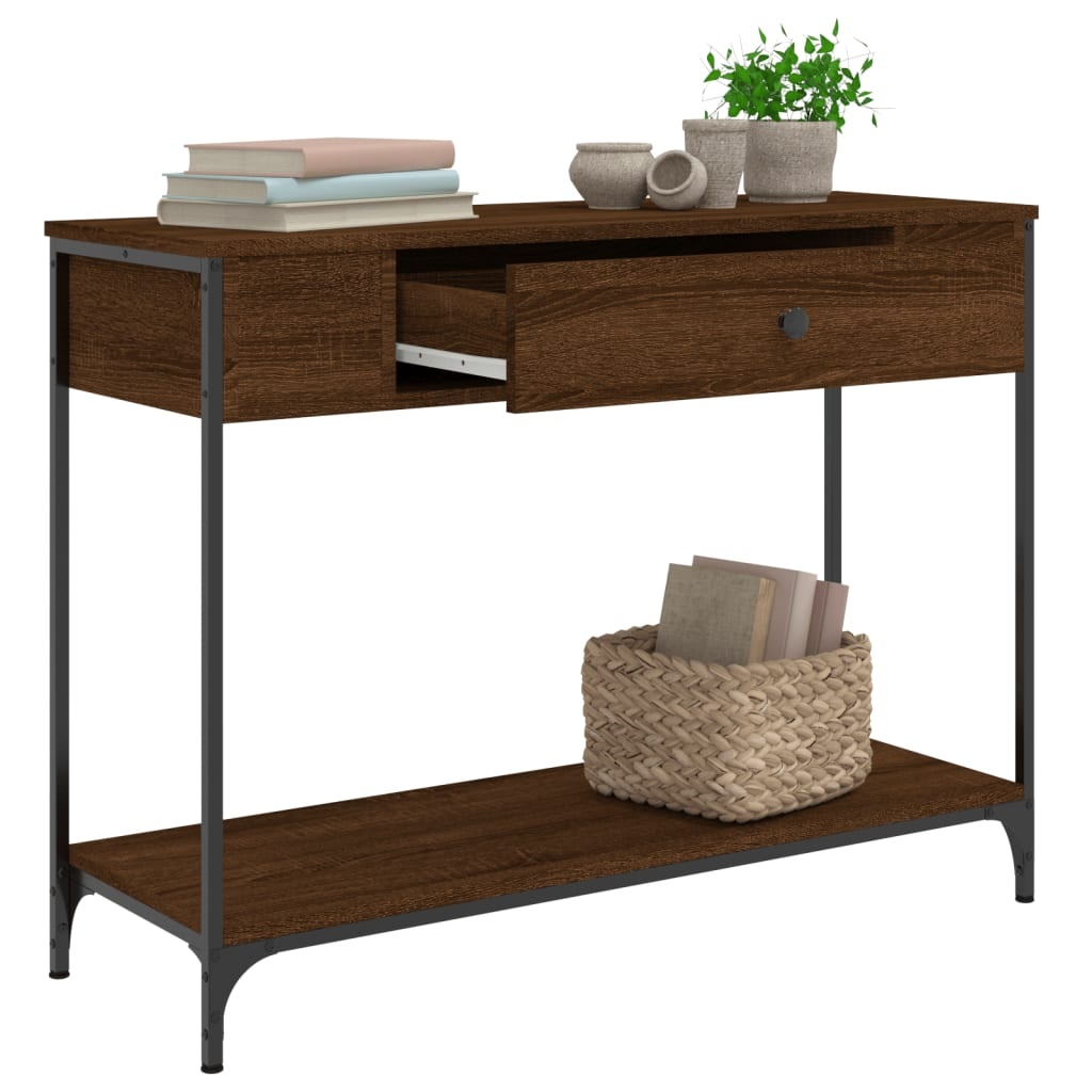 VidaXL Wandtafel 100x34,5x75 cm bewerkt hout bruin eikenkleur