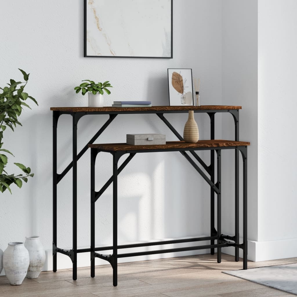 VidaXL Wandtafels 2 st bewerkt hout bruin eikenkleur