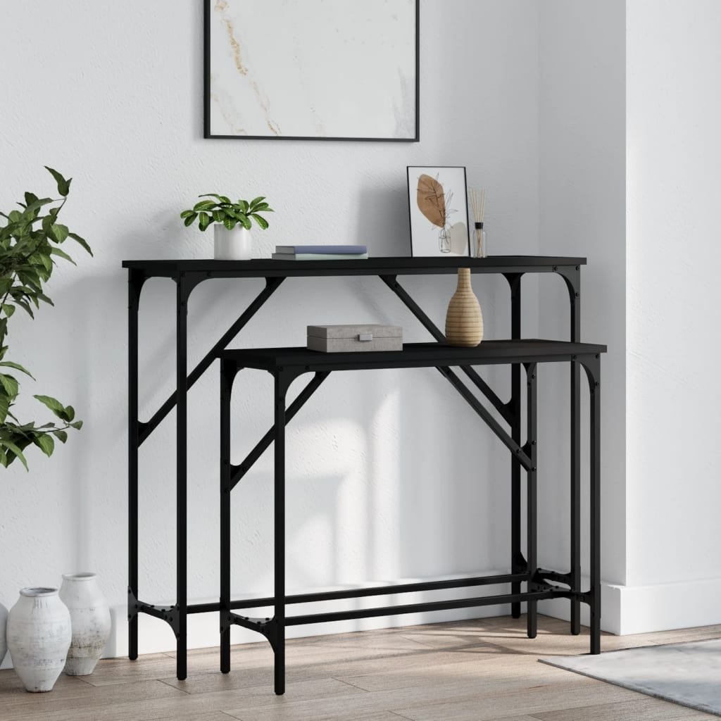 VidaXL Wandtafels 2 st bewerkt hout zwart