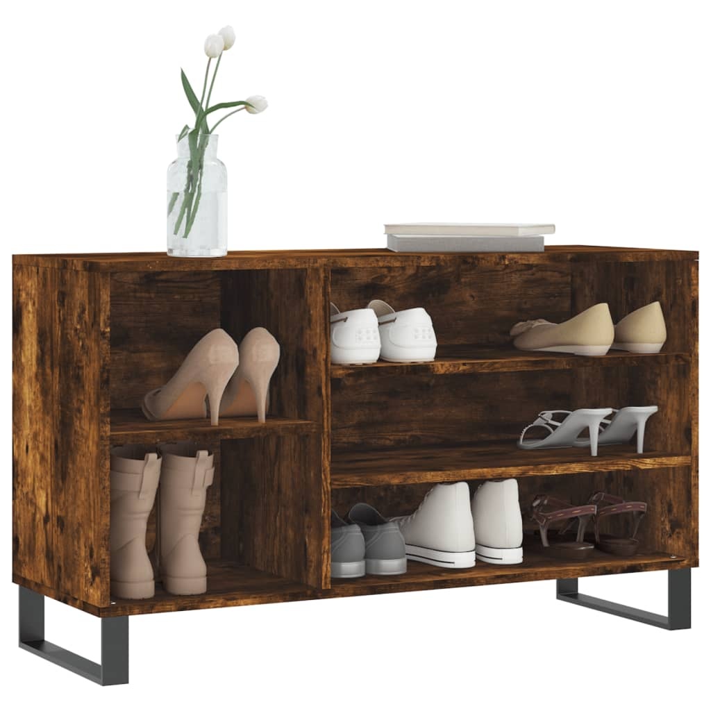 VidaXL Schoenenkast 102x36x60 cm bewerkt hout gerookt eikenkleurig