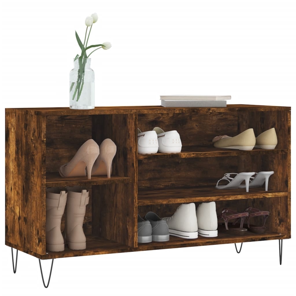 VidaXL Schoenenkast 102x36x60 cm bewerkt hout gerookt eikenkleurig