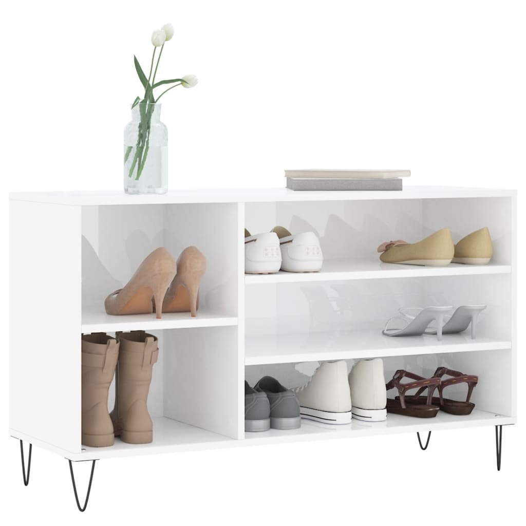 VidaXL Schoenenkast 102x36x60 cm bewerkt hout hoogglans wit