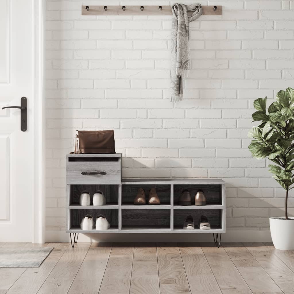 VidaXL Schoenenkast 102x36x60 cm bewerkt hout sonoma grijs