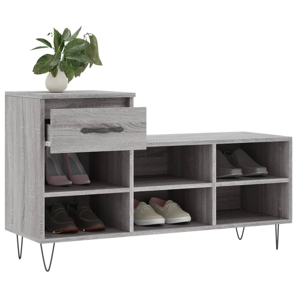 VidaXL Schoenenkast 102x36x60 cm bewerkt hout sonoma grijs