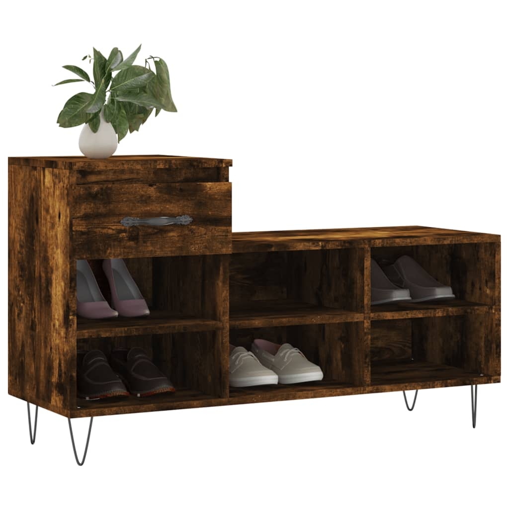 VidaXL Schoenenkast 102x36x60 cm bewerkt hout gerookt eikenkleurig