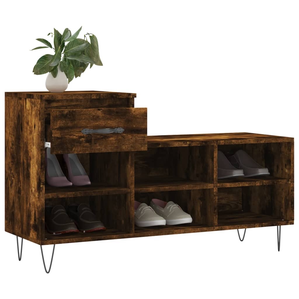 VidaXL Schoenenkast 102x36x60 cm bewerkt hout gerookt eikenkleurig