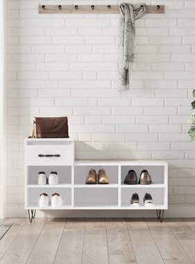 VidaXL Schoenenkast 102x36x60 cm bewerkt hout hoogglans wit