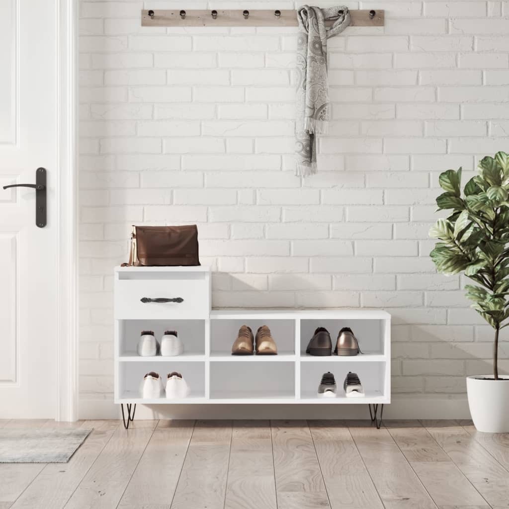 VidaXL Schoenenkast 102x36x60 cm bewerkt hout hoogglans wit