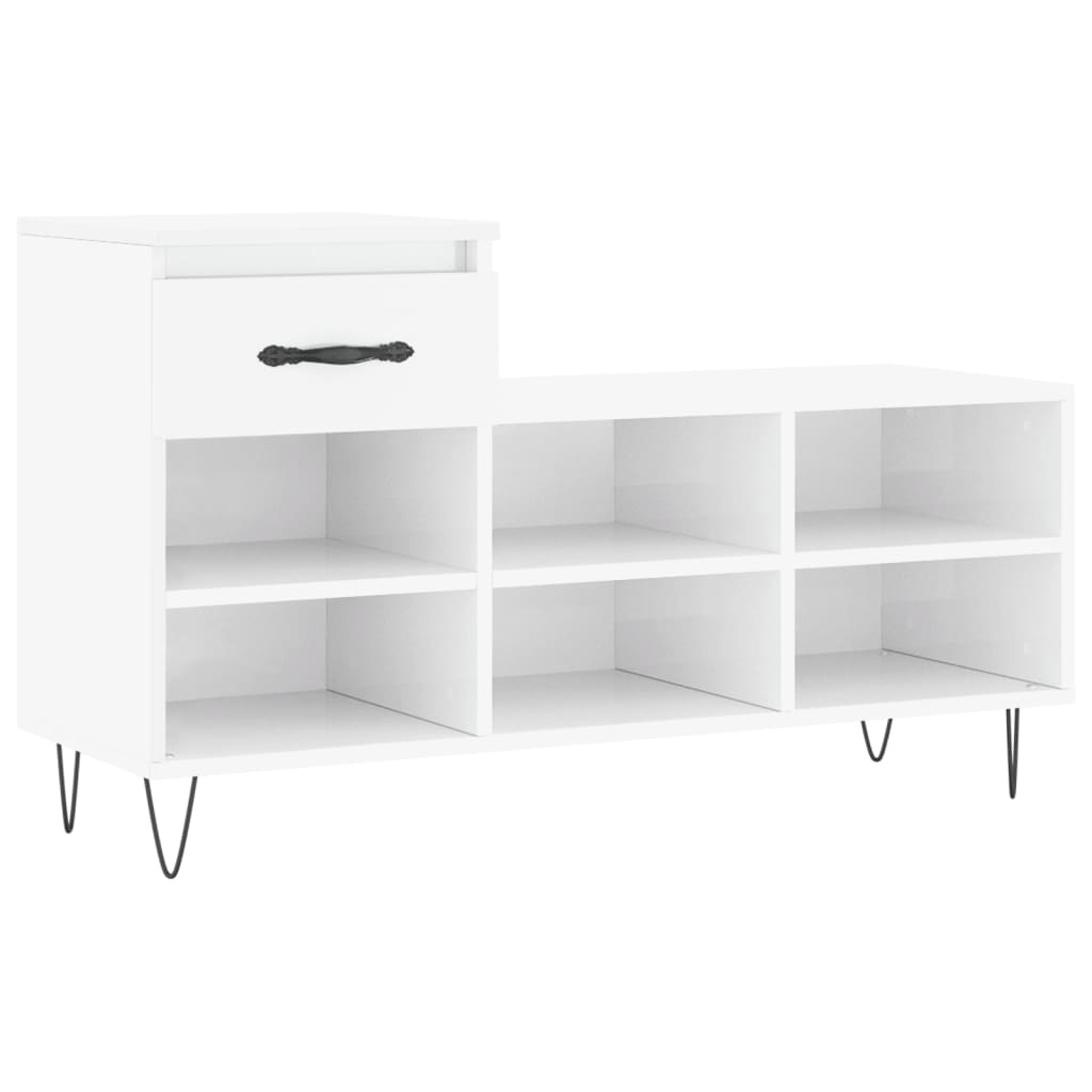 VidaXL Schoenenkast 102x36x60 cm bewerkt hout hoogglans wit