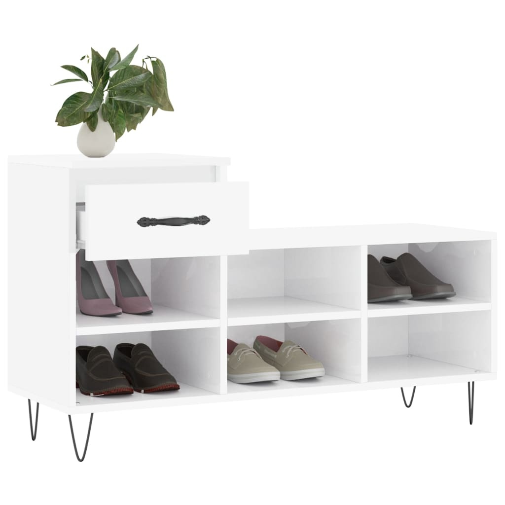 VidaXL Schoenenkast 102x36x60 cm bewerkt hout hoogglans wit
