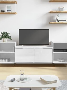VidaXL Tv-meubel 160x35x55 cm bewerkt hout hoogglans wit