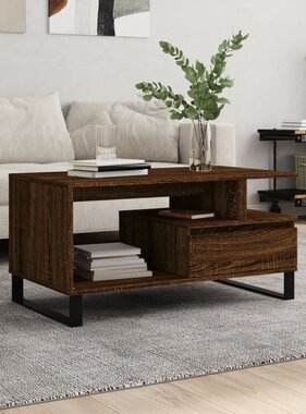 VidaXL Salontafel 90x49x45 cm bewerkt hout bruineiken