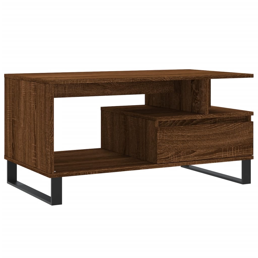 VidaXL Salontafel 90x49x45 cm bewerkt hout bruineiken