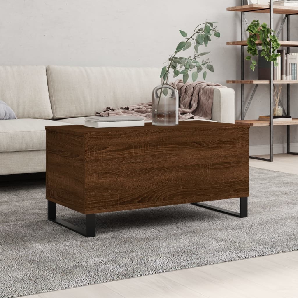 VidaXL Salontafel 90x44,5x45 cm bewerkt hout bruin eikenkleur