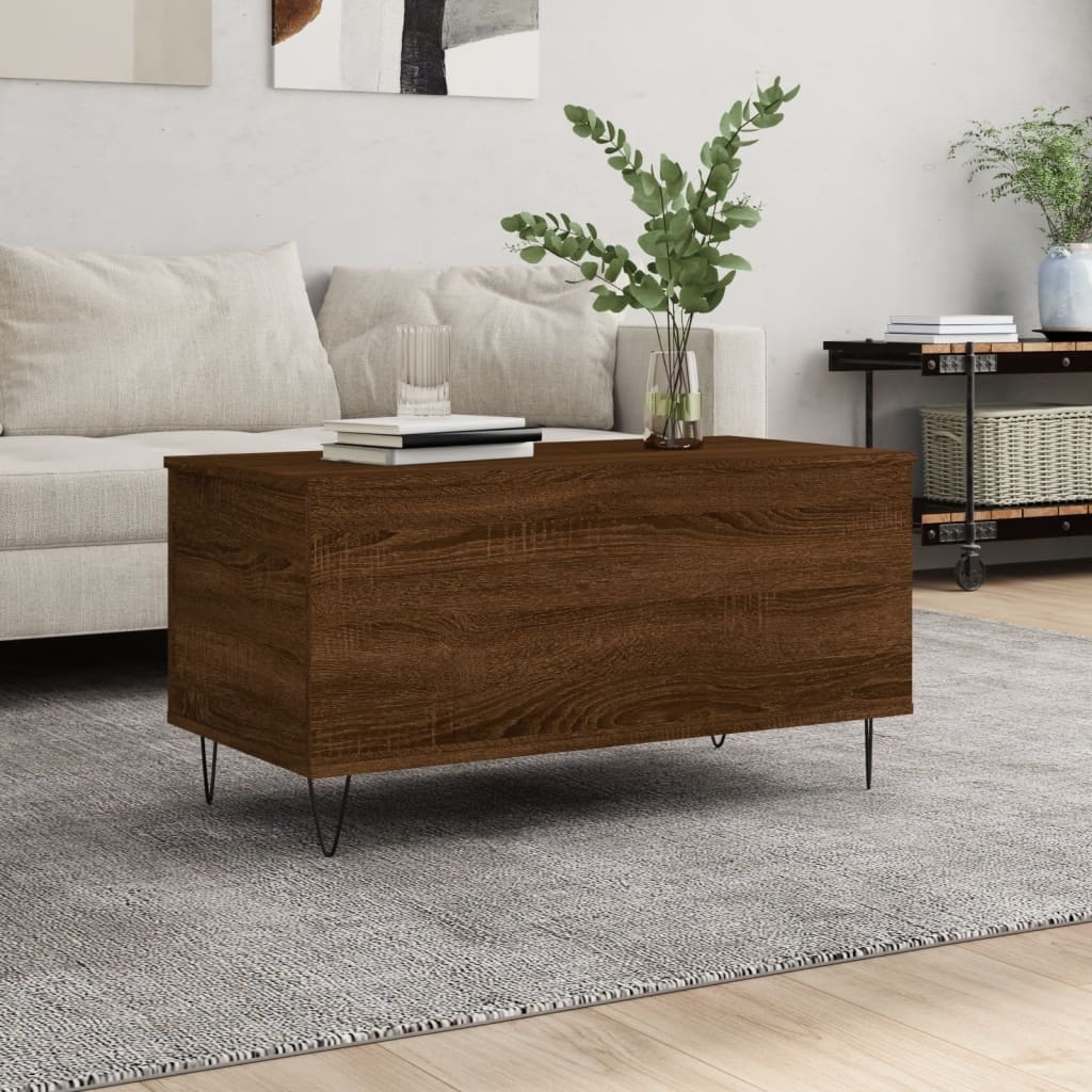 VidaXL Salontafel 90x44,5x45 cm bewerkt hout bruin eikenkleur