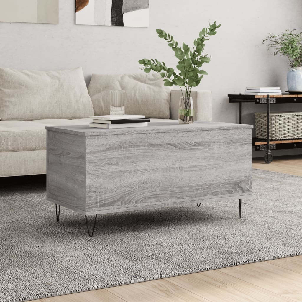 VidaXL Salontafel 90x44,5x45 cm bewerkt hout grijs sonoma eikenkleurig
