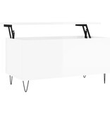 VidaXL Salontafel 90x44,5x45 cm bewerkt hout hoogglans wit