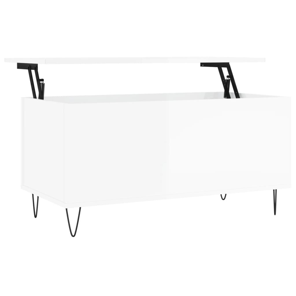 VidaXL Salontafel 90x44,5x45 cm bewerkt hout hoogglans wit