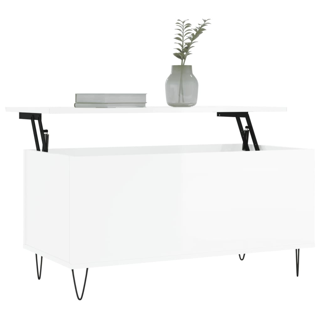 VidaXL Salontafel 90x44,5x45 cm bewerkt hout hoogglans wit