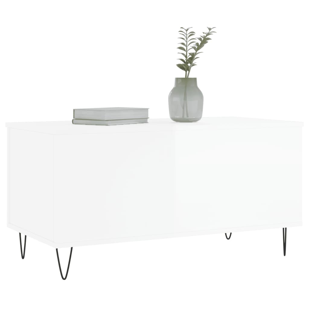 VidaXL Salontafel 90x44,5x45 cm bewerkt hout hoogglans wit