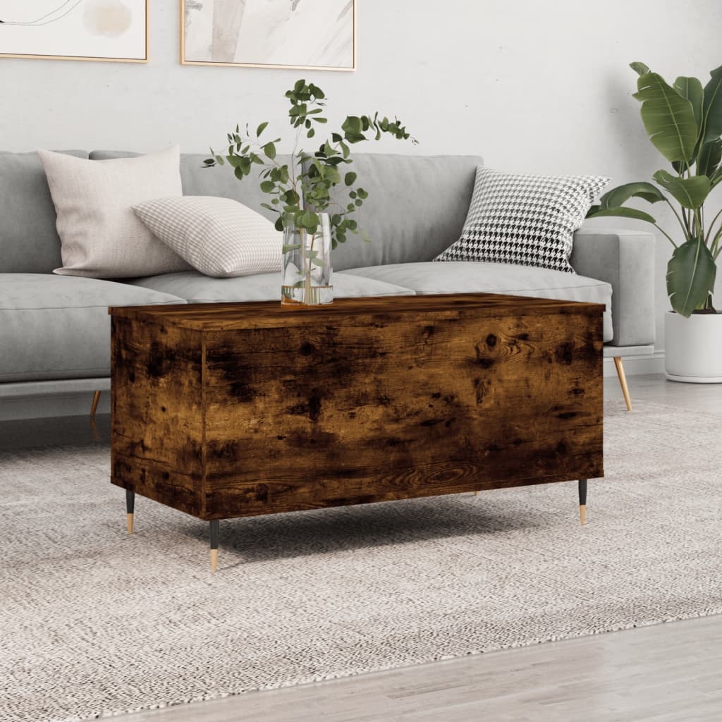 VidaXL Salontafel 90x44,5x45 cm bewerkt hout gerookt eikenkleurig