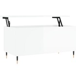 VidaXL Salontafel 90x44,5x45 cm bewerkt hout hoogglans wit