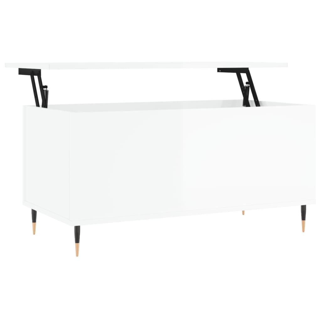 VidaXL Salontafel 90x44,5x45 cm bewerkt hout hoogglans wit