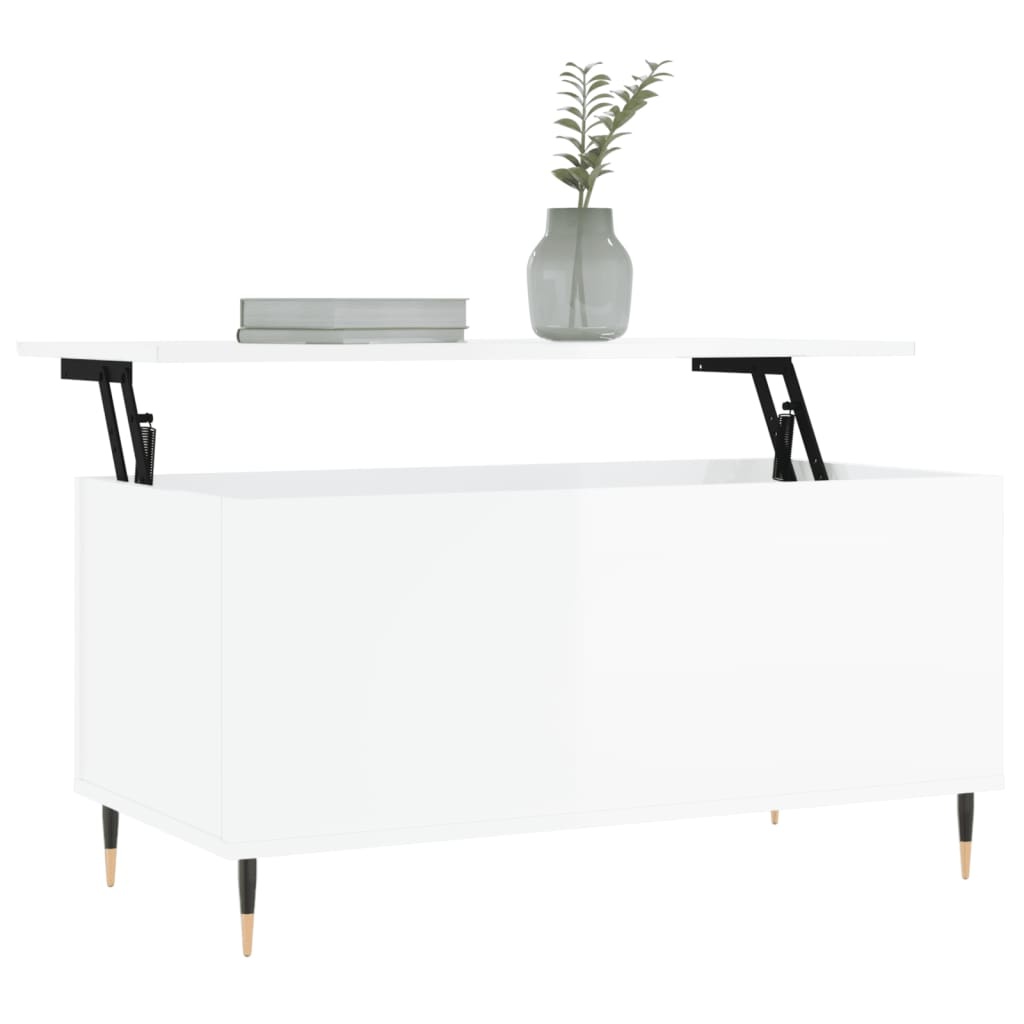 VidaXL Salontafel 90x44,5x45 cm bewerkt hout hoogglans wit