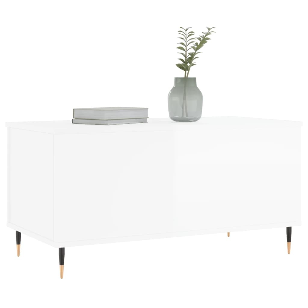 VidaXL Salontafel 90x44,5x45 cm bewerkt hout hoogglans wit