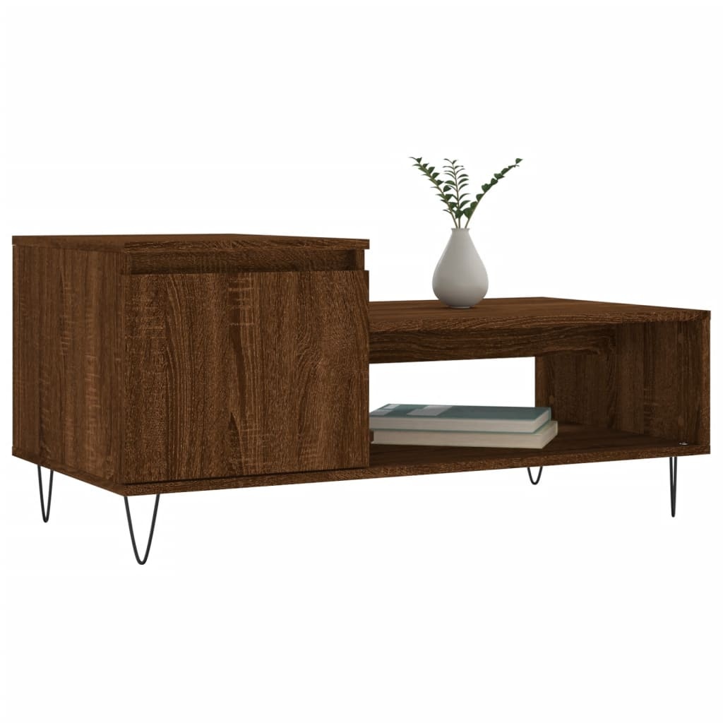 VidaXL Salontafel 100x50x45 cm bewerkt hout bruineiken